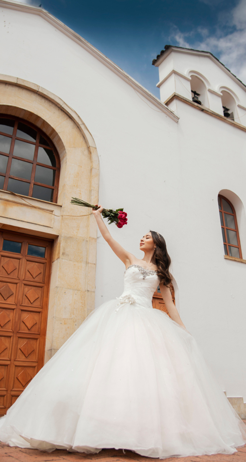 Vestido de novia estilo princesa con apliques brillantes